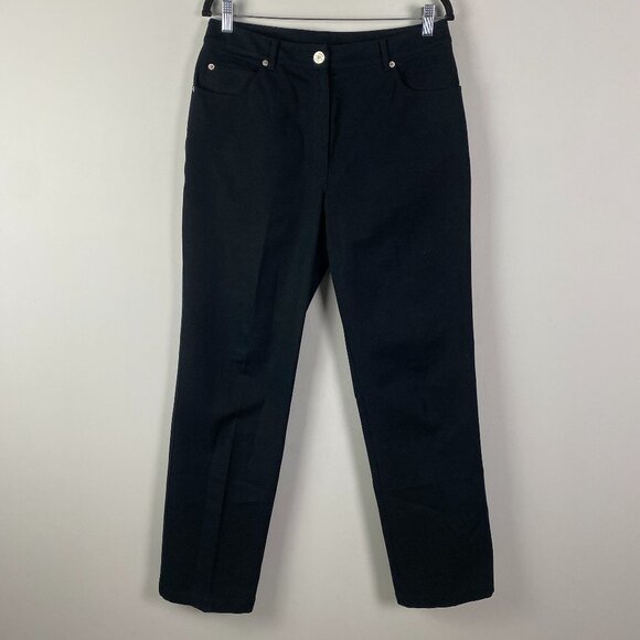 St. John Sport Straight Leg Jeans Size 10 Black High Rise Cotton Stretch - Picture 1 of 10